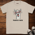 Beige t-shirt with a 'Drama Llama' graphic