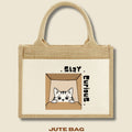 Stay Curious Cat pocket jute bag