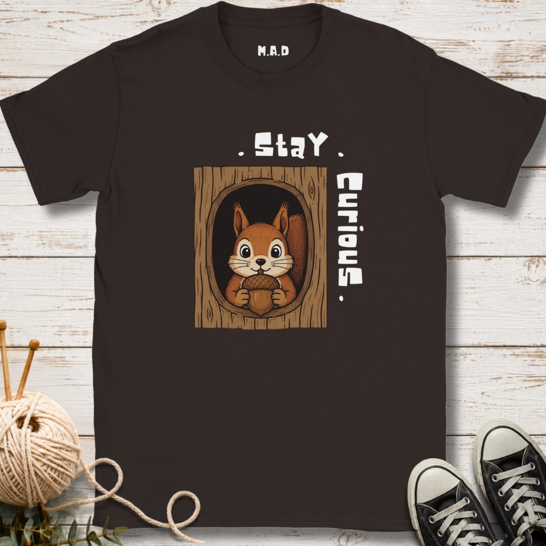 Stay Curious Squirrel Dark T-shirt