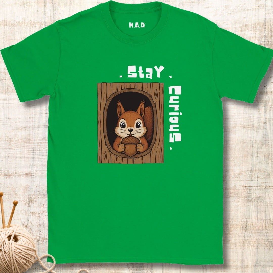 Stay Curious Squirrel Dark T-shirt