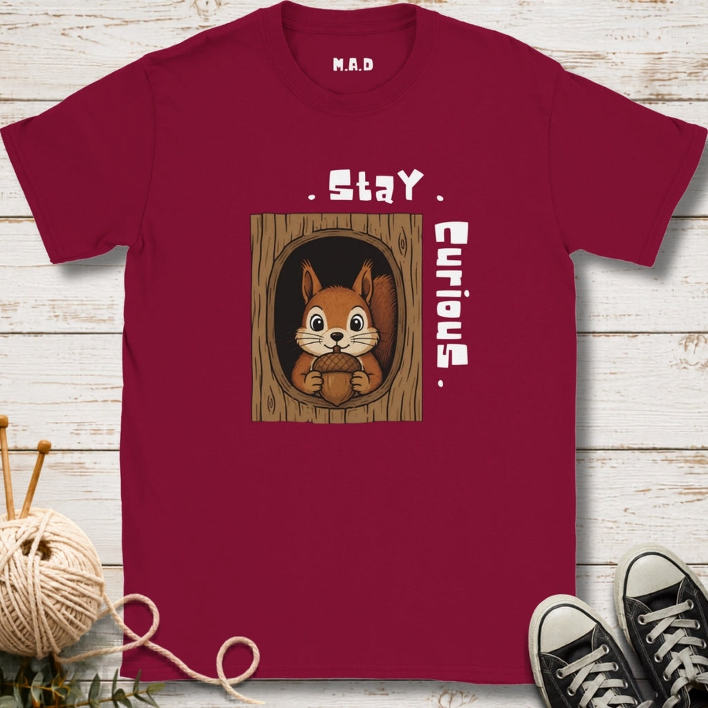 Stay Curious Squirrel Dark T-shirt