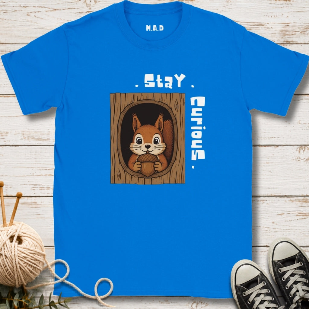 Stay Curious Squirrel Dark T-shirt