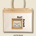 Stay Curious Cat Shopper jute bag