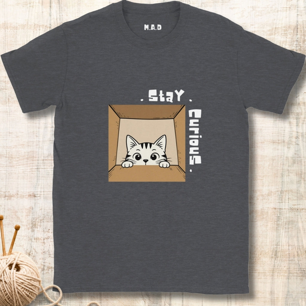 Stay Curious Cat Dark T-shirt