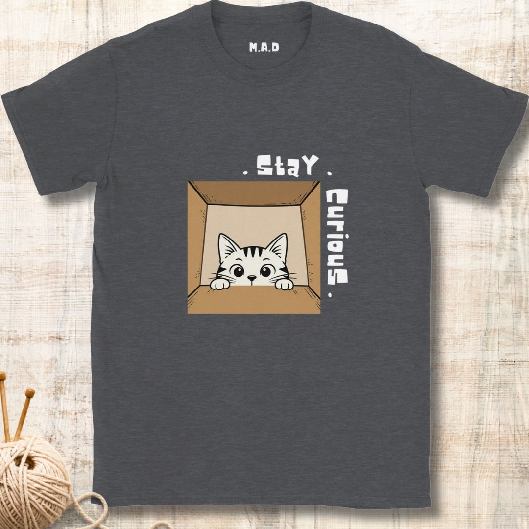 Stay Curious Cat Dark T-shirt