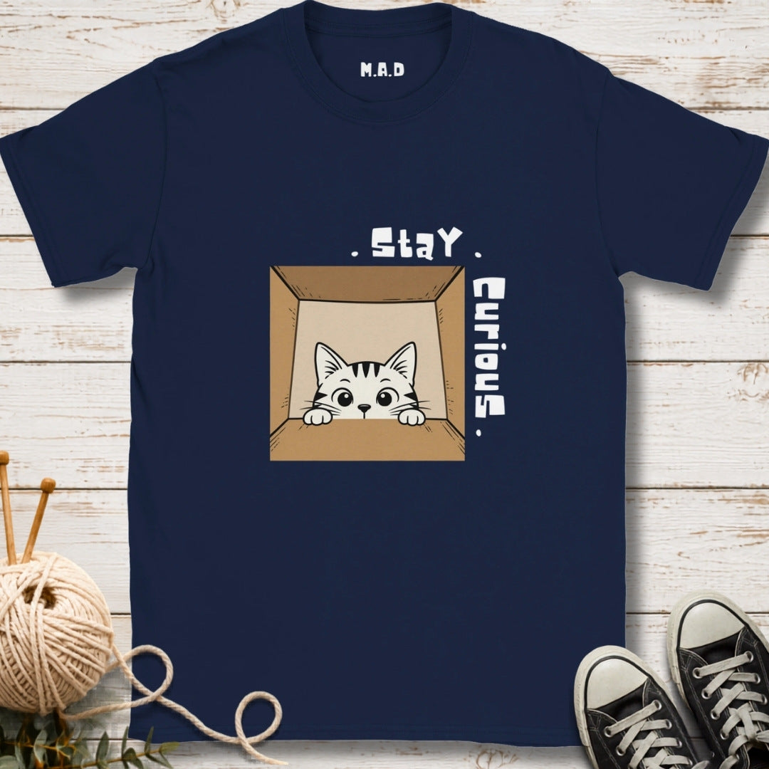 Stay Curious Cat Dark T-shirt