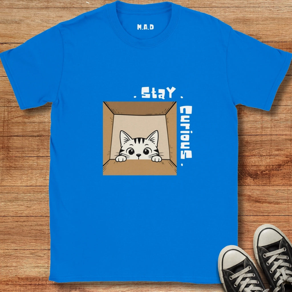 Stay Curious Cat Dark T-shirt