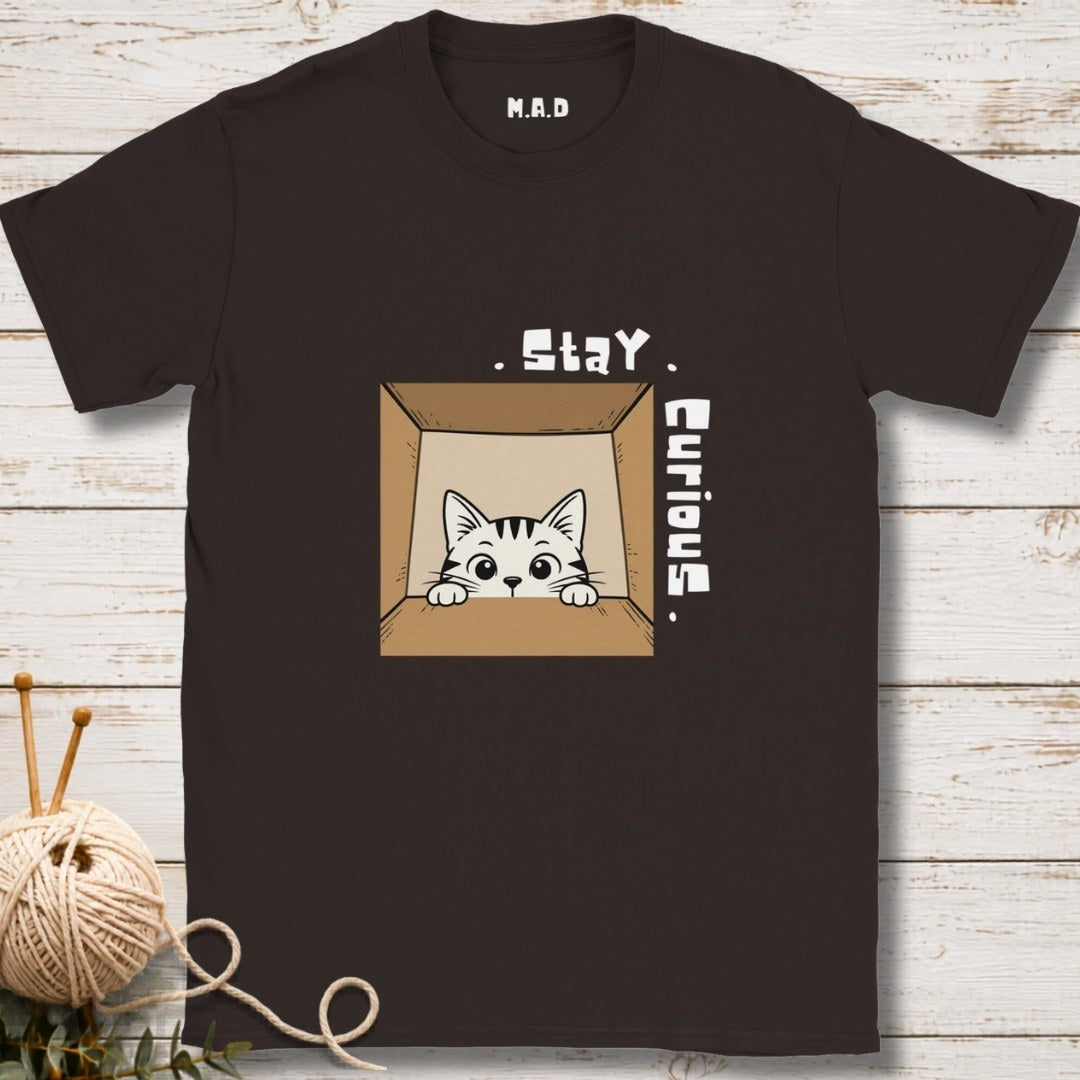 Stay Curious Cat Dark T-shirt