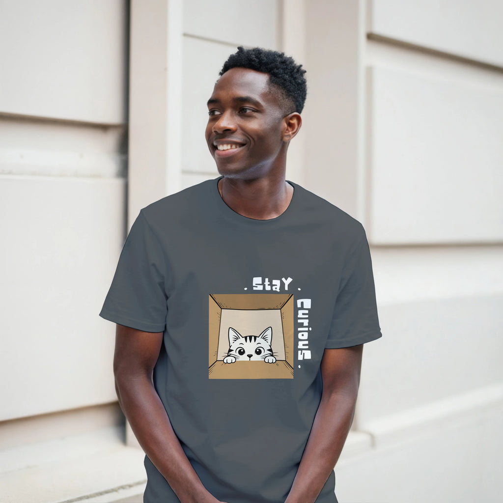Stay Curious Cat Dark T-shirt